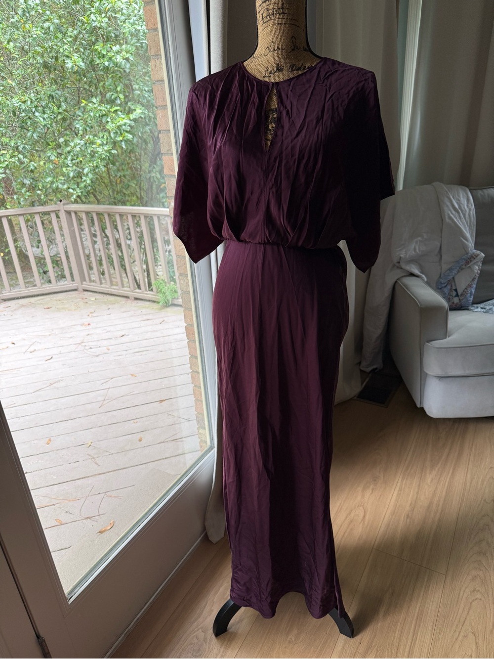 Astr Deep Plum Maxi Dress with Keyhole Detail